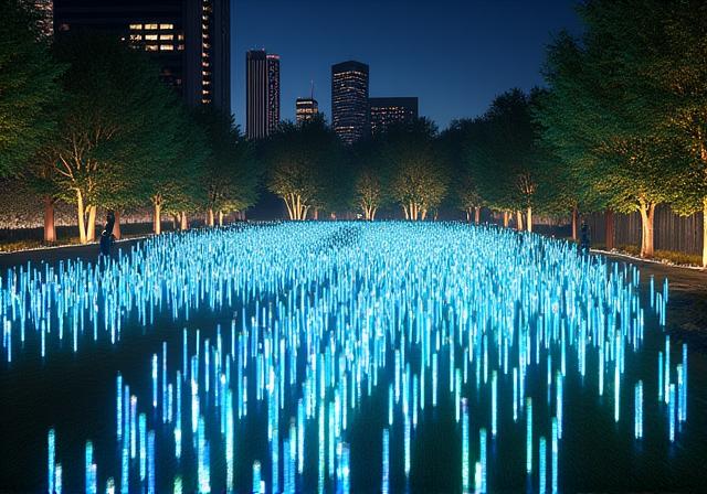 東京ミッドタウンに展示された光のインスタレーション